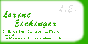 lorinc eichinger business card